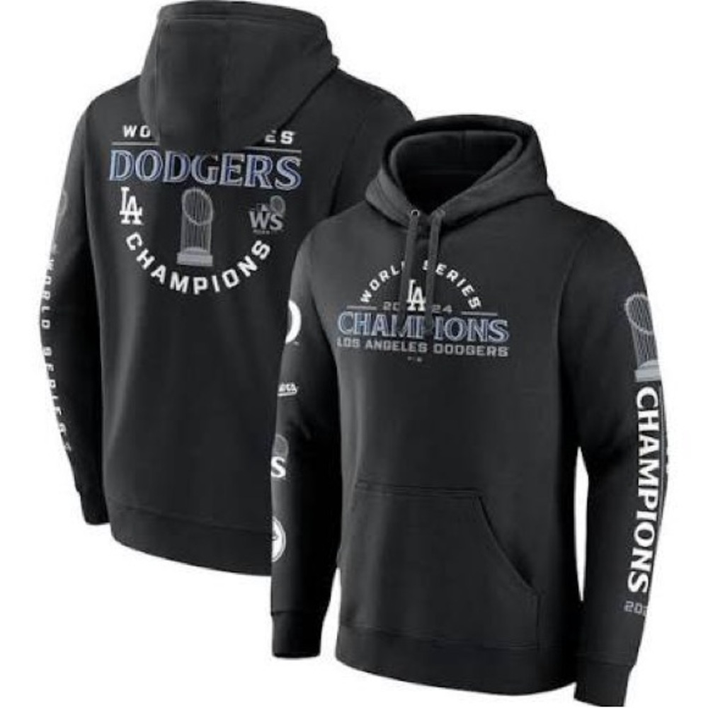 Fanatics Dodgers 2024 World Series Champions Logos Pullover Hoodie - Black
